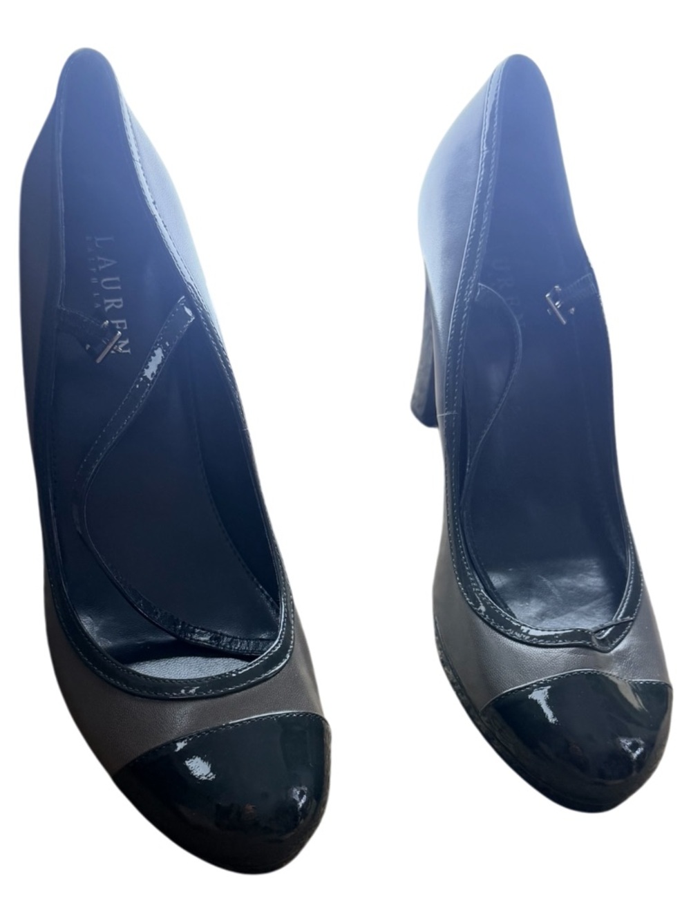 Lauren Ralph Lauren Two-Tone Gray and Black Cap-Toe Pumps